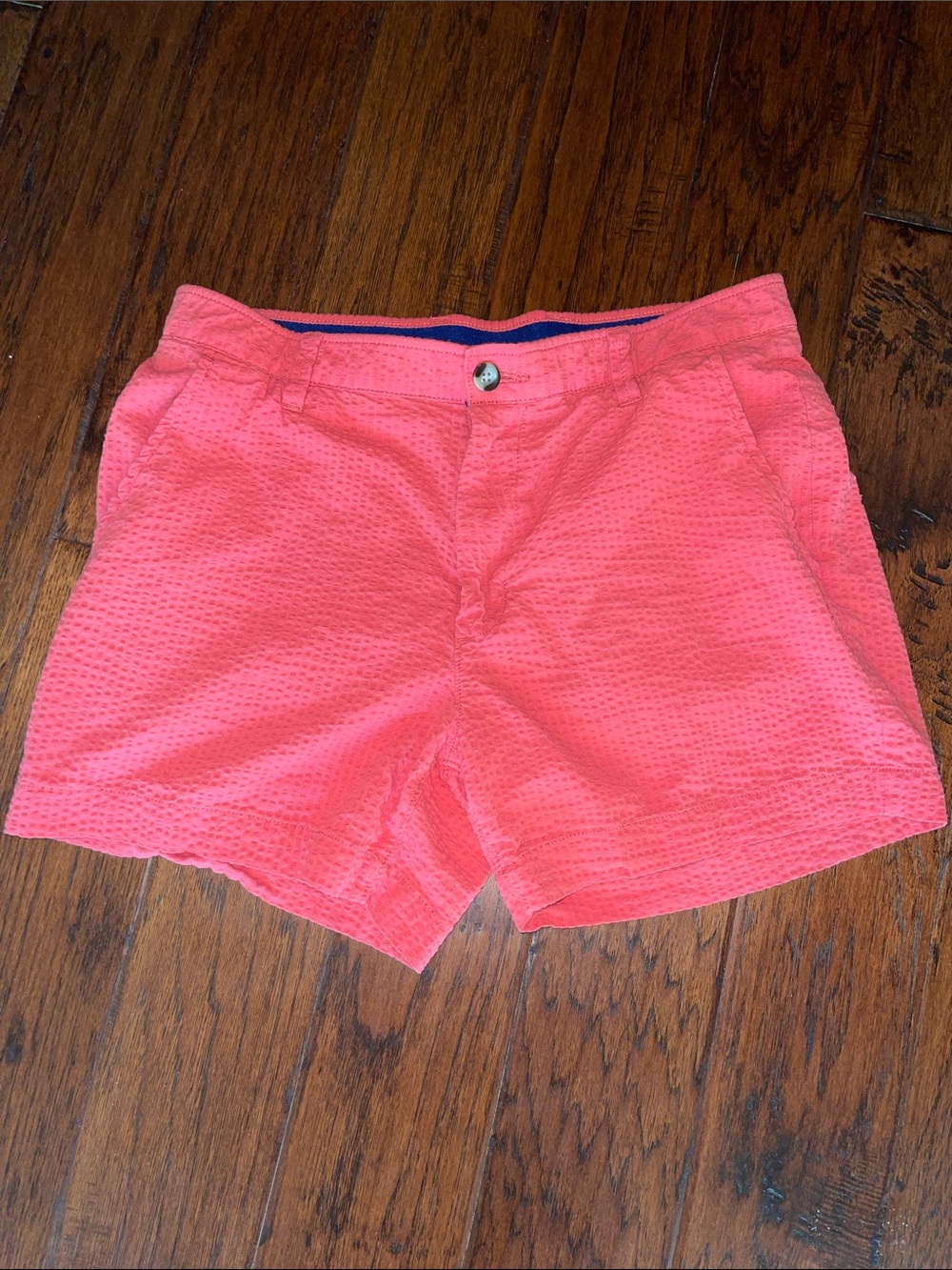 crown & ivy Coral Flat Front Seersucker Shorts
